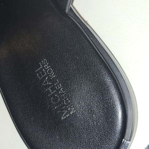 Michael Kors Black Leather Sandals with Silver Chain Design Size 10 - Picture 12 of 13